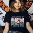 thumbnail image 3 of Christian Graphic T-Shirt Living Proof of a Loving God Floral Print for Women, White, Size S, 3 of 6