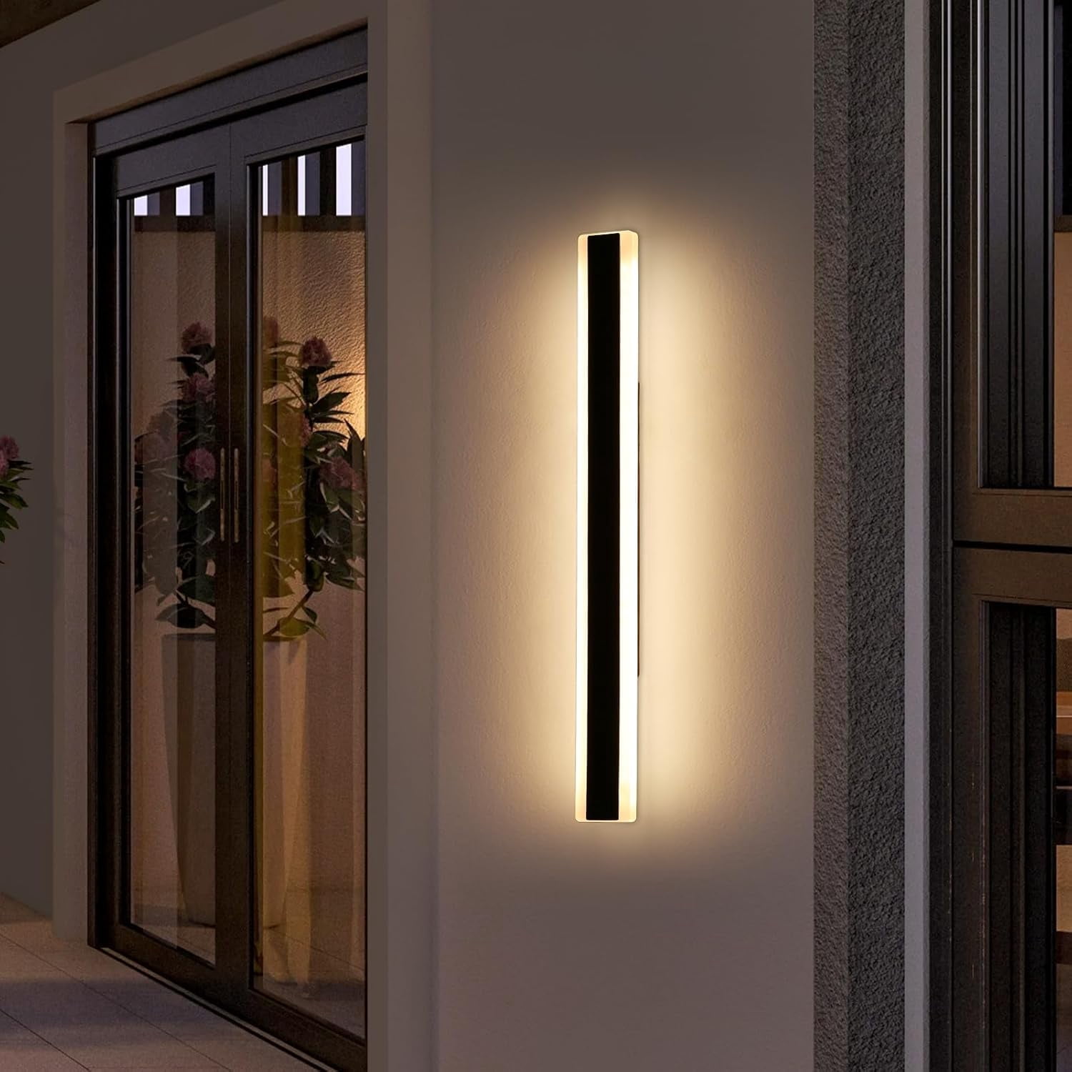 40/60inch Long LED Outdoor Wall Light, RGBW Exterior Lighting Fixture, Dimmable Modern Wall Sconce, 10 Colors, IP65 Waterproof, Wall Mounted Lamps for Porch, Garage, Yard, with Remote Control
