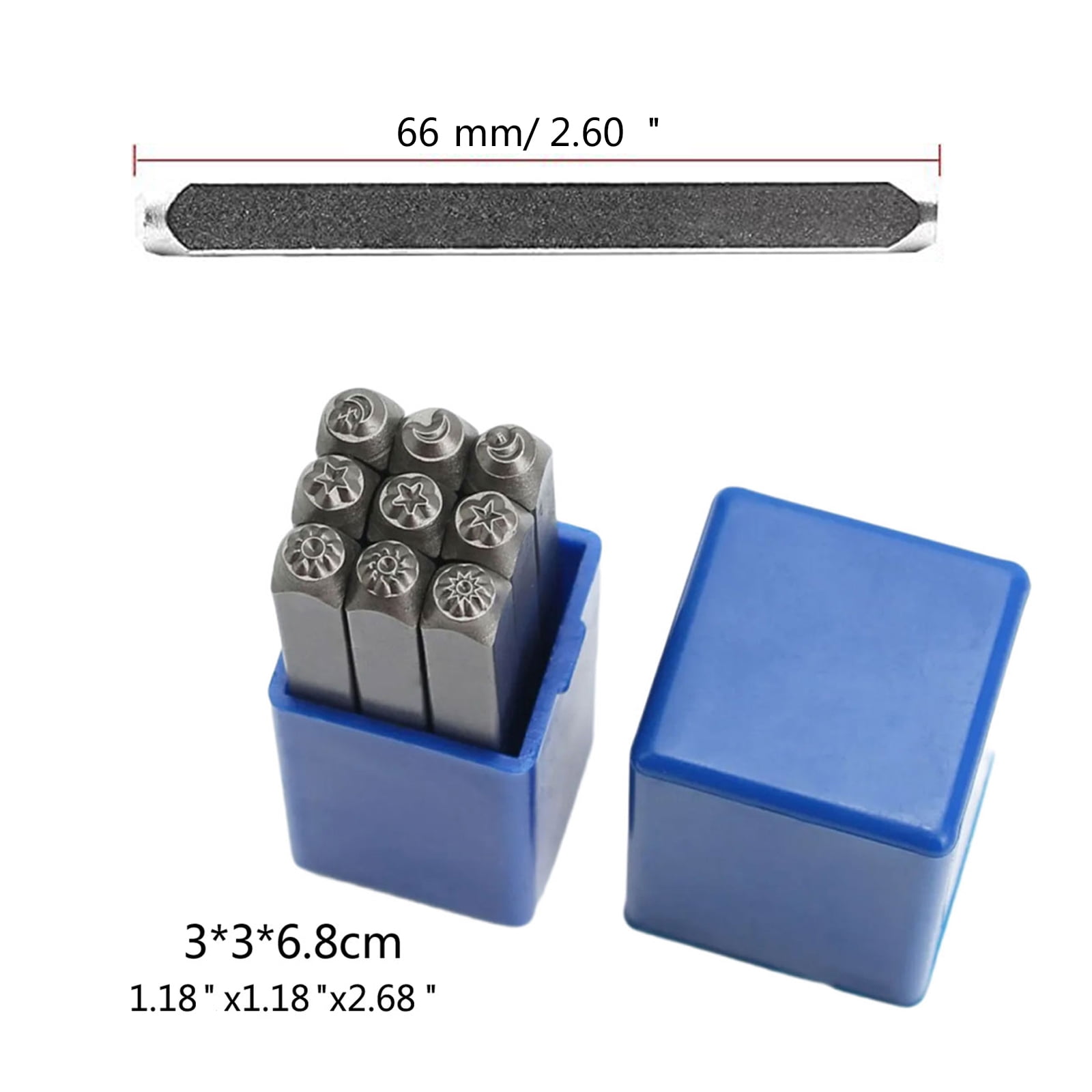 9Pcs Leather Punches Embossing Tool 3mm Sun Star Stamper Metal Punching Tool For Leather Engraving Jewelry Making