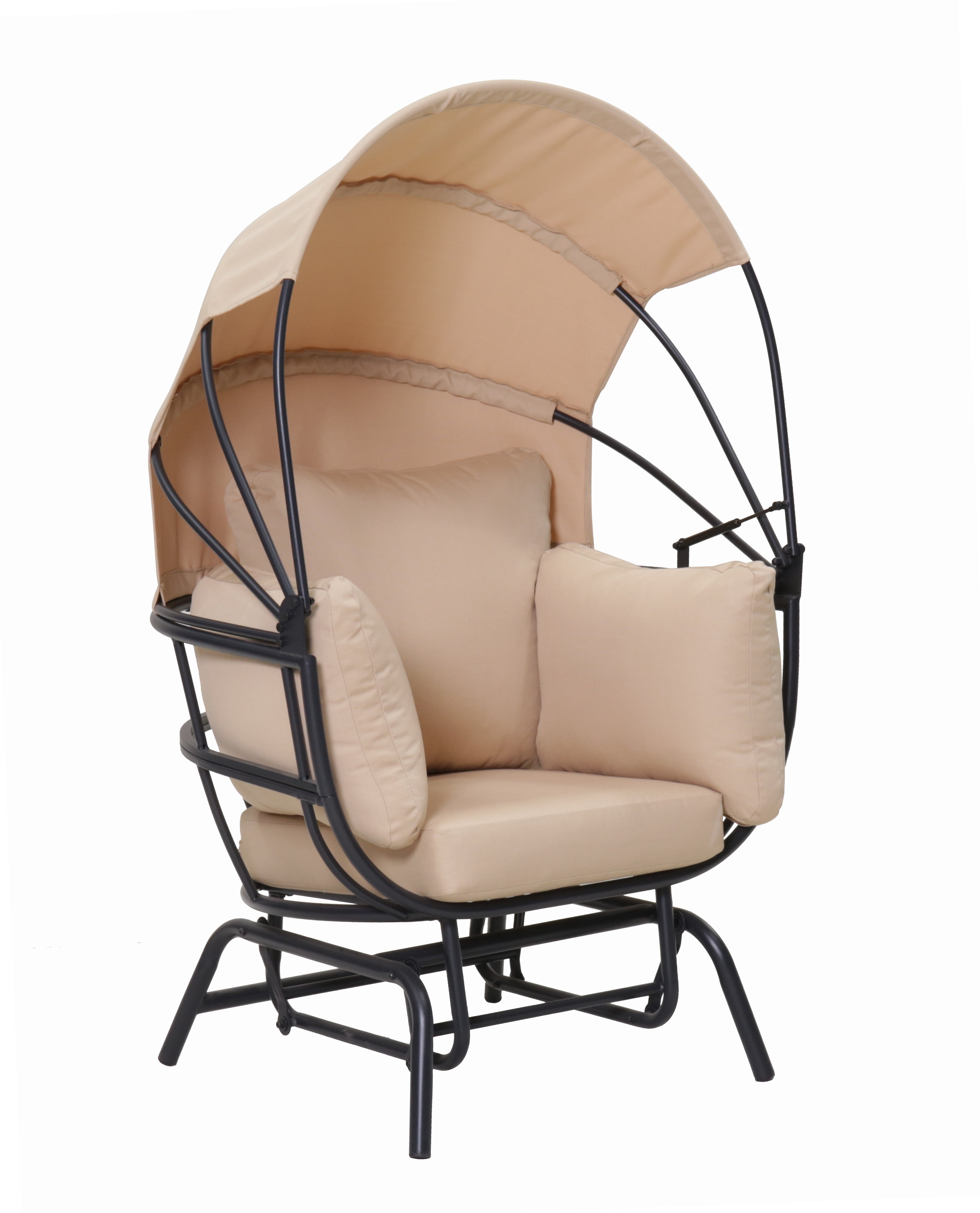 Outdoor Hanging Egg Chair, Swing Leisure Chair for Garden Backyard Patio Porch, Taupe Black