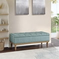 thumbnail image 2 of Landis Storage Bench in Sea Blue Fabric and Brushed Legs, 2 of 12