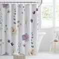 thumbnail image 2 of Cute Watercolor Floral Shower Curtain Sets,Blue Botanical Leaves Bathroom Curtains,Modern Minimalist White Bath Curtain, Waterproof Fabric with 12 Hooks 72x72 Inches, 2 of 7