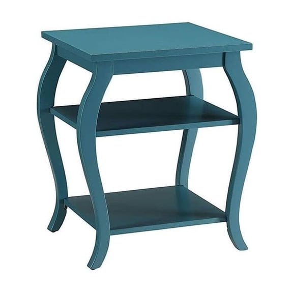 Blue End Table with Shelves - Stylish Attic Accent Table, 20x18x23 Inch