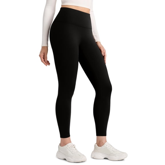 Matte Yoga Leggings - Casual Lounge Workout Womens Yoga Full Length Pants Black S