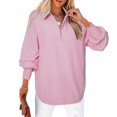 thumbnail image 2 of Inleife Women 2025 Fine Striped Smocked Cuffed Shirts Long Sleeve Collared Blouse With Pocket, 2 of 6