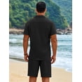 thumbnail image 5 of COOFANDY Men Cuban Sets Outfits 2 Piece Short Sleeve Cuban Shirts Guayabera Linen Suit, 5 of 6