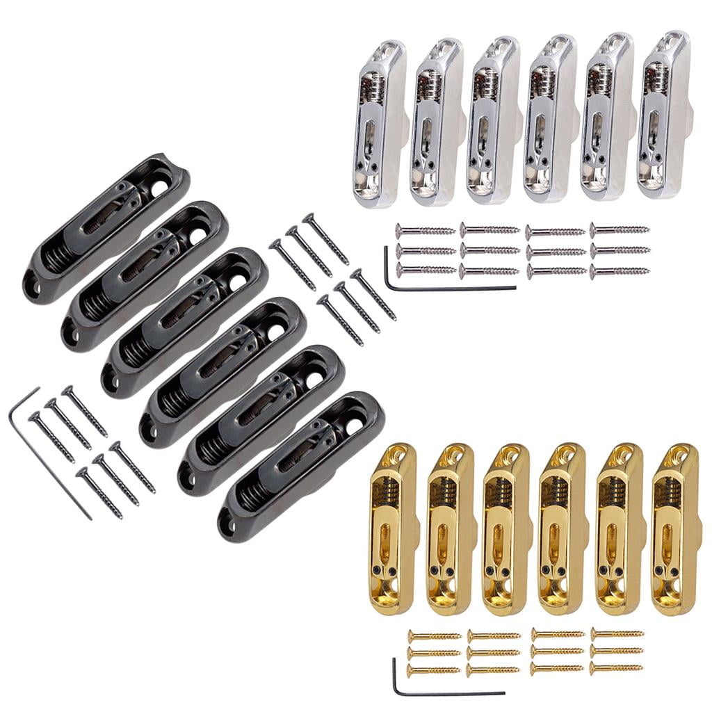 Dualoai 6 Pcs Single Individual Bridge Saddles Tailpiece Set for Electric Guitar Parts Black