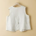 thumbnail image 2 of CHOK Gilet en Coton et Lin pour Femmes, Blazer Sans Manches à Col en V avec Poches, 2 of 7