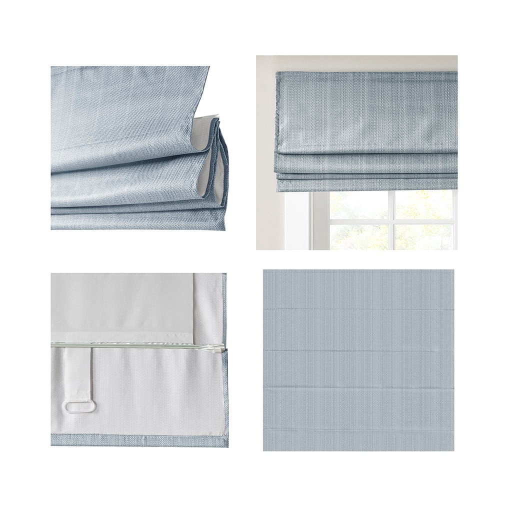 MAYEERTY Basketweave Room Darkening Cordless Roman Shade, Blue, 64" L x 23" W