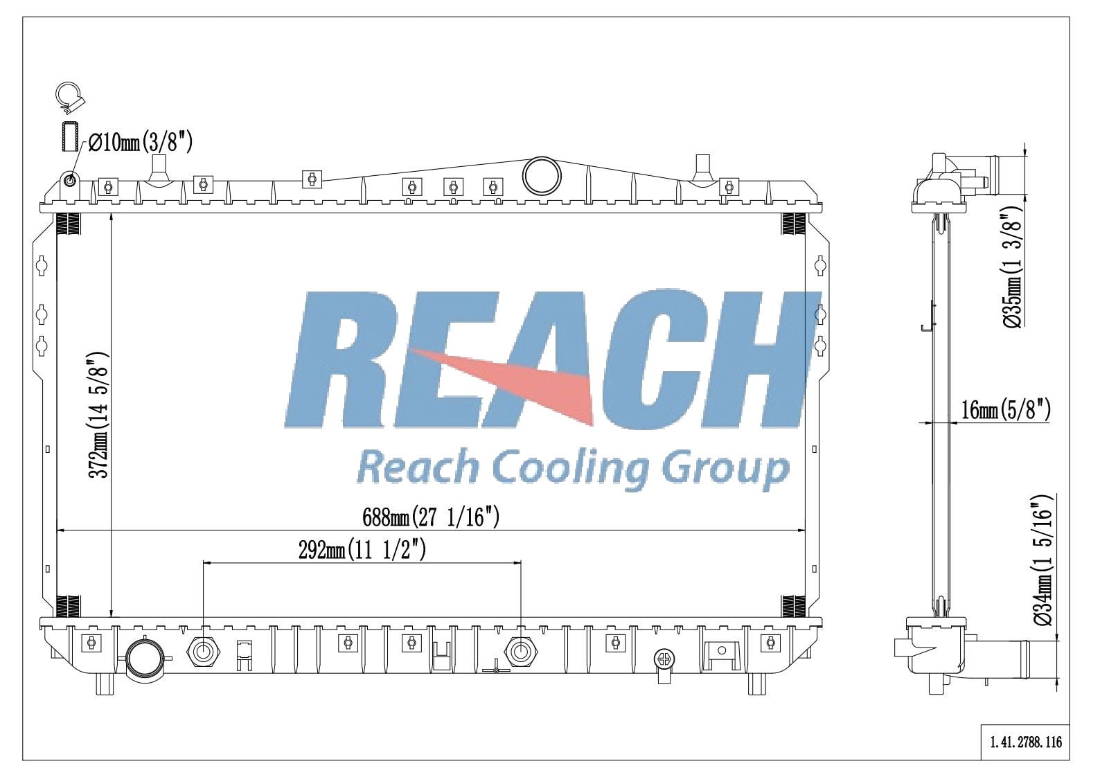 REACH Radiator 41-2788 for 10-04 Chevrolet Optra; 08-04 Suzuki Forenza; 08-05 Suzuki Reno