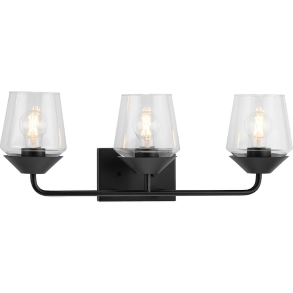 Avec 24.25 in. 3-Light Matte Black Contemporary Bath Vanity Light