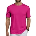 thumbnail image 2 of Sopiago Mens Casual Slim Fit Short Sleeve Crew Neck T-Shirts Soft Lightweight Tshirt Men Hot Pink,M, 2 of 7