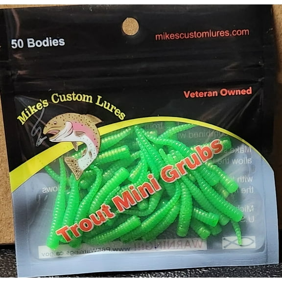 New Trout, Steelhead, Salmon Mini Grubs 50ct Pack Pearl Green