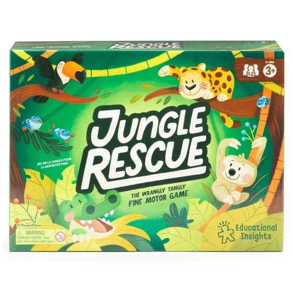 Educational Insights Jungle Rescue - Jeux de Société Préscolaires Mignons pour Enfants, Compétences Motrices Fines pour Tout-Petits, Jeux d'Appariement d'Animaux pour Tout-Petits 3-5 Ans, 2 Joueurs, Cadeaux Amusants pour Garçons et Filles 3+