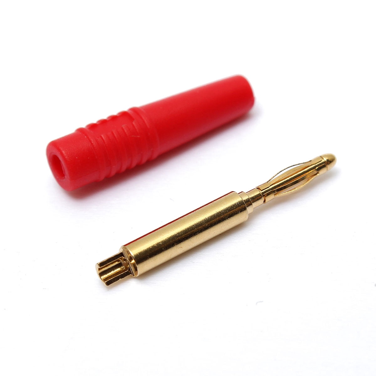 Connecteurs Banane Plaqués Or 2mm – Lot De 8 (4 Rouge, 4 Noir), Sans Soudure, Pour Câbles Haut-parleur