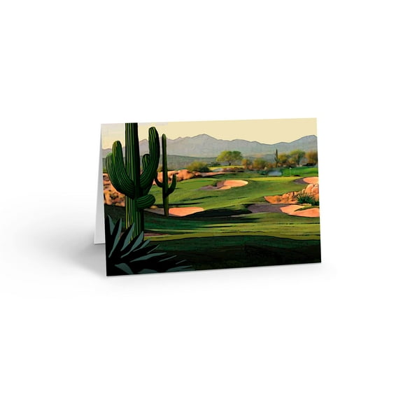 Stonehouse Collection Beautiful Desert Golf Course Note Card - 10 Boxed Cards & Envelopes - Arizona Golfing