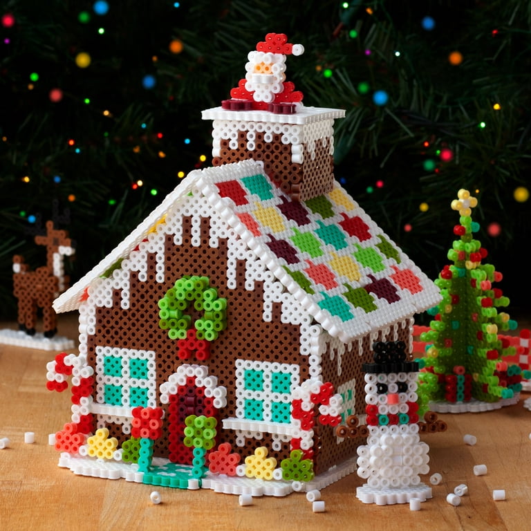 Perler Bead Kit 3d Fuse Kit 10006 Pieces Gingerbread House Santa's Workshop