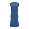 thumbnail image 7 of VBVC Women's Slim Sleeveless Tank Midi Dress , Casual Summer Side Slit Dress For Women , Ladies' Lightweight Crewneck Tunic Dress with Pockets,Blue,S-2XL, 7 of 7