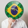 thumbnail image 4 of GZHJMY Brazil Flag Print Round Wall Clock, 9.5 Inch Silent Battery Operated Quartz Analog Quiet Desk Clock for Home,Office,School, 4 of 7