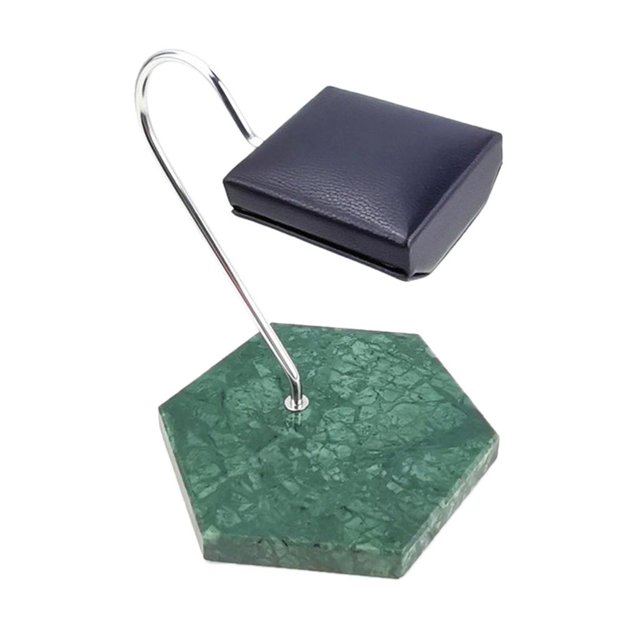 Soporte de exhibición de reloj perfecl base de mármol verde y cojín de PU negro