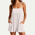 thumbnail image 2 of Rompers for women Spaghetti Strap Short Jumpsuits One Piece Summer Beach Vacation Outfit with Pockets, 2 of 8