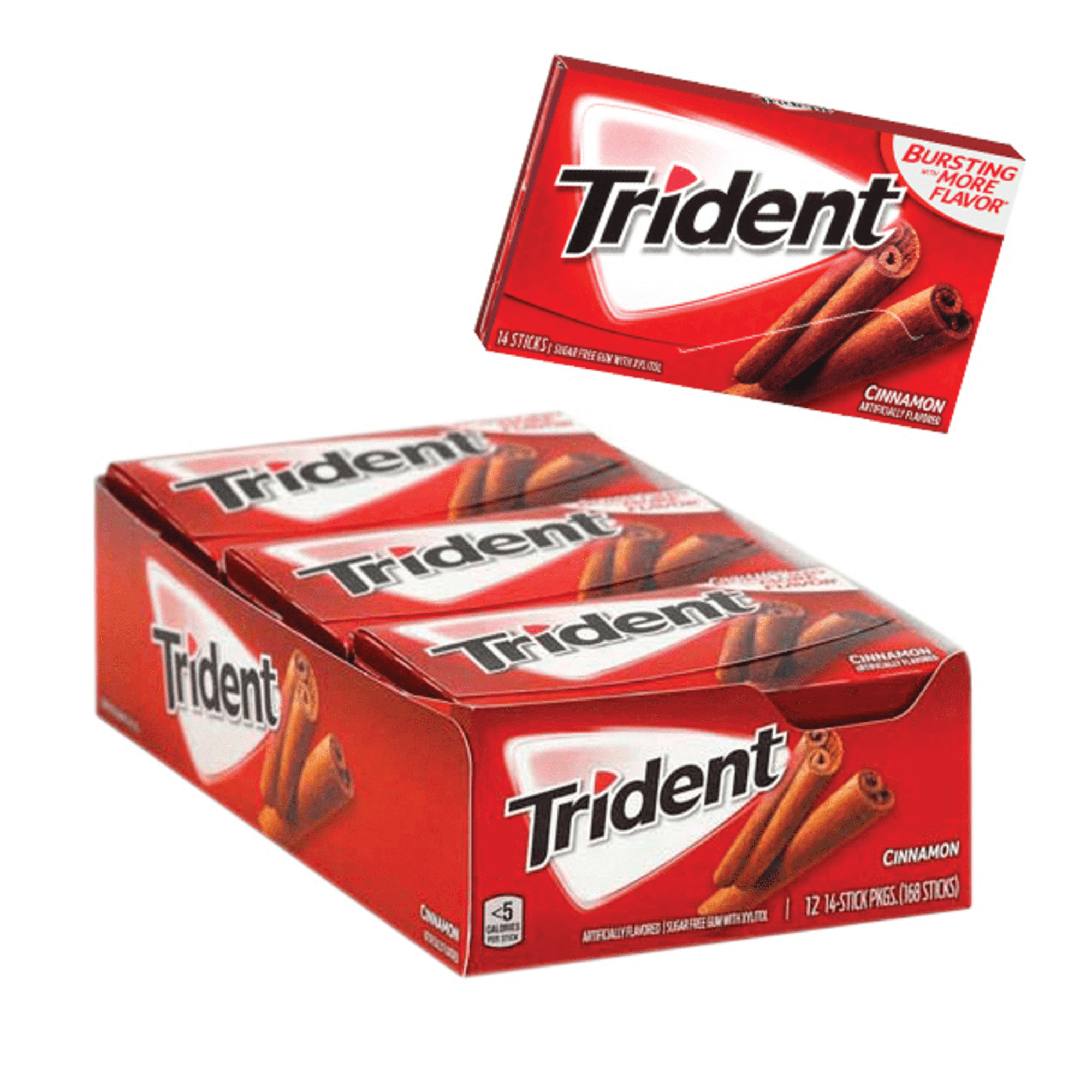 Trident Cinnamon Sugar Free Gum, 24 Packs of 28 Pieces (336 Total Pieces) DOUBLE UP DEAL