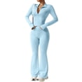 thumbnail image 2 of Womens Two Piece Tracksuit Yoga Set Long Sleeve Zipper Jacket with Athletic High Waist Flare Leggings Workout Outfit, 2 of 5