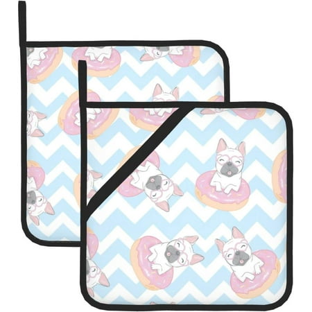 

JUSIP Blue Striped Pot Holders Set of 2 Oven Hot Pads for Kitchen Heat Resistant Washable Potholder for Kitchen Baking
