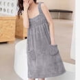 thumbnail image 6 of Mifsaly Womens 4 Piece Plush Bath Dress Set Absorbent Sleeveless Wrap Shower Robe with Pockets,Hair Towel Wrap, Dry Hair Cap & Bath Towel Gray,Free Size, 6 of 7