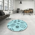 thumbnail image 4 of Ahgly Company Machine Washable Indoor Round Transitional Seafoam Green Area Rugs, 7' Round, 4 of 7