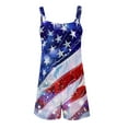 thumbnail image 5 of QATAINLAV 4th of July Overalls, USA Flag Print Jumpsuit Womens Casual Short Playsuit Lightweight Linen Going Out Sports Romper with Pockets Blue XXL Mother's Day Gifts, 5 of 6