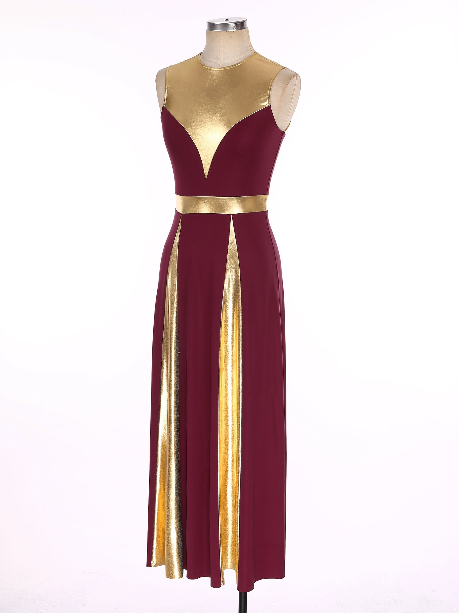 Doomiva Women Metallic Gold Praise Dance Dress Full Length Liturgical  Lyrical Dancewear Worship Dress Purple XXL - Walmart.com