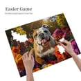 thumbnail image 2 of 1000-Piece Wooden Jigsaw Puzzle for Adults - Bulldog And Colorful Flowers , Challenging Family Art Project, Unique Home Wall Decor Gift, 2 of 7