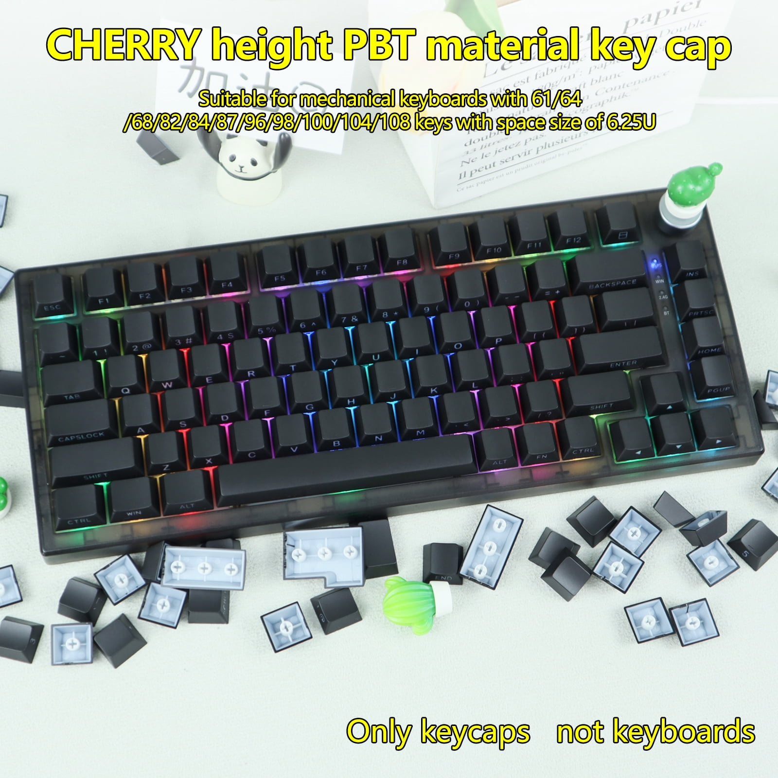Side Printed Keycaps Double Shot With Backlit Technology for Mechanical Keyboards 140 Keys