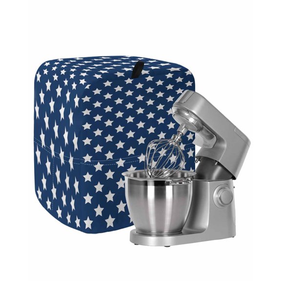 4th of July Stand Mixer Dust Cover with Storage Pocket & Handles,Independence Day Patriotic White Star Blue Fits All Tilt Head & Bowl Lift Kitchen Appliance Cover Organizer Bag Accessories,6-8 Quart