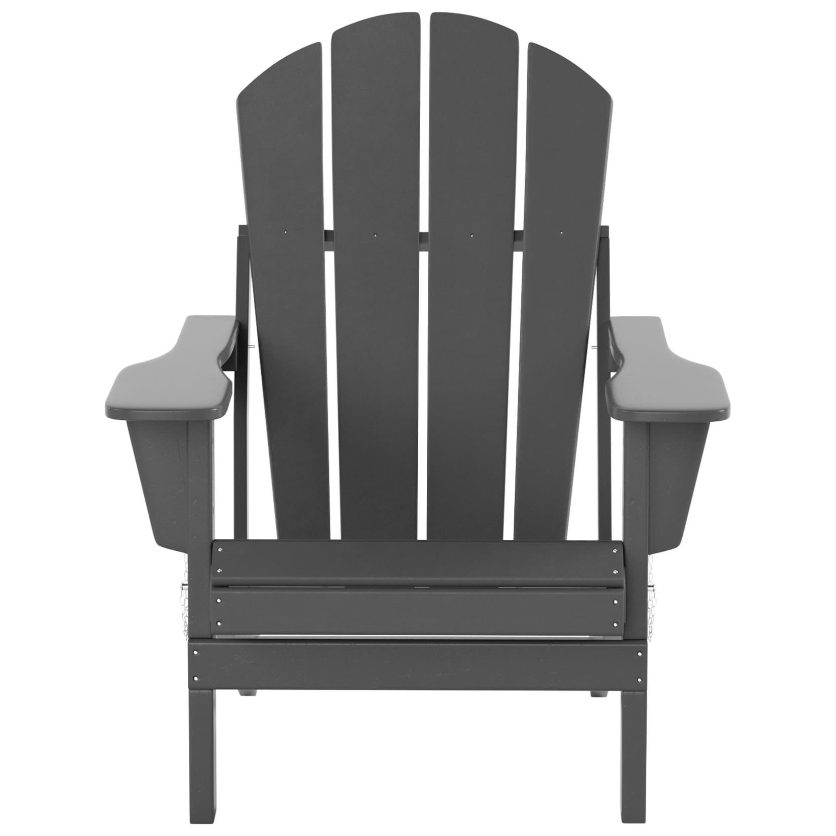 Polytrends  Laguna Hdpe All Weather Outdoor Patio Foldable Adirondack Chair With Side Table (2-Piece Set) Gray