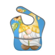 Bingfone Mess-Proof Baby Bib - Waterproof Bib For Baby Boy Or Girl With Food Catcher Pocket, Unisex-Sunflower Gnomes5