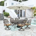 thumbnail image 4 of TPHORK Cast Aluminum 86.6" Oval Patio Dining Table,Outdoor Dining Table for 8-10,Patio Metal Dining Table with Umbrella Hole for Backyard,Garden,Poolside, 4 of 9