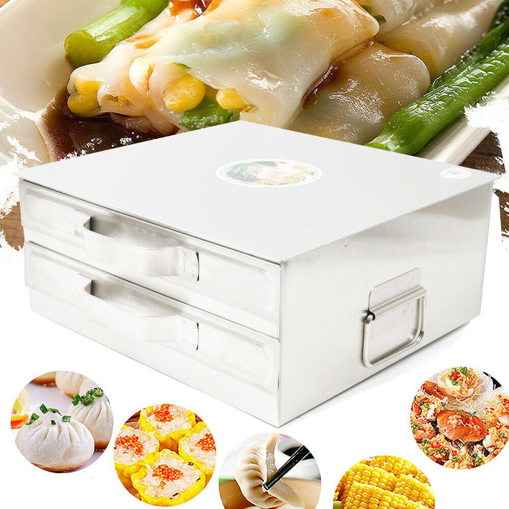 2 Layer Kitchen Stainless Steel Steaming Tray Food Rice Roll Steamer Machine USA 
