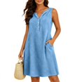 thumbnail image 5 of JIAYUE Summer Dresses For Women Sleeveless Classic V Neck Stylish A-Line Versatile Knee Length Casual Female Button Down Flowy Beach Dress, 5 of 6