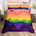 thumbnail image 2 of Erosebridal Rainbow Wave Stripe Duvet Cover Toddler, Jungle Tree Silhouette Bed Set, Reversible 2pcs (No Comforter), 2 of 6