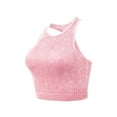 thumbnail image 1 of Womens Crop Solid Washed Seamless Rib-Knit Camisole Crop Tank Tops Quick Drying Bra Sports Bra, 1 of 2