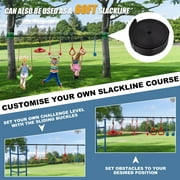 MOPHOTO Outdoor Ninja Warrior Obstacle Course for Kids, 60FT Durable Ninja Slackline Kit with Complete Accessories,Playset Equipment with Swing, Climbing Net, Ladder & Monkey Bars (10 Obstacles)