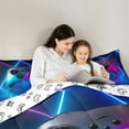 thumbnail image 5 of Castle Fairy Abstract Game Controller Boy Girl 3 Pieces Queen Comforter Set,Gradient Teens Game Gamepads Ultra Soft Bedding Sets,Neon Lights Stripes Bedding Comforter Set Breathable, 5 of 8