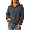 thumbnail image 7 of vdgthytj Sweatshirts for Women Long Sleeve Quarter Zip Lapel Collar Fleece Loose Fitted Fall Winter Warm Casual Pullover Tops(Medium,Gray), 7 of 7