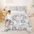 thumbnail image 2 of Castle Fairy Basketball Print Queen Comforter Set 3 Pieces, Sport Theme Comforter Sets Queen, White Black,1 Comforter and 2 Pillowcases, 2 of 6