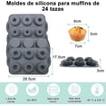 thumbnail image 2 of Moldes Silicona de Muffin Tartas, Moldes para Hornear Cupcakes Mini Calabaza Tazas Molde Antiadherente Reutilizable para Rosquillas Donas Magdalenas Pastelería, 4 Paquete, 24 Cavidades, 2 of 4
