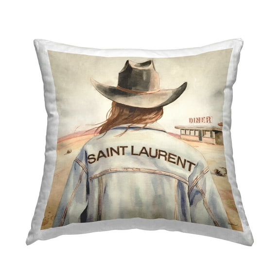 Stupell Industries Glam Brunette Cowgirl Decorative Printed Throw Pillow Design by Amanda Greenwood.