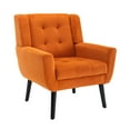 thumbnail image 2 of Mid Century Accent Chair, Button Tufted Upholstered Sofa Chairs, Modern Velvet Ergonomic Armchair for Living Room Bedroom, Reading, Orange, 2 of 7