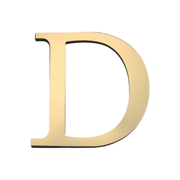 Uxcell 7.87 Inch 3D Acrylic Alphabet Mirror Wall Stickers Letter D Self Adhesive Letter Sign for Home Decoration Light Gold